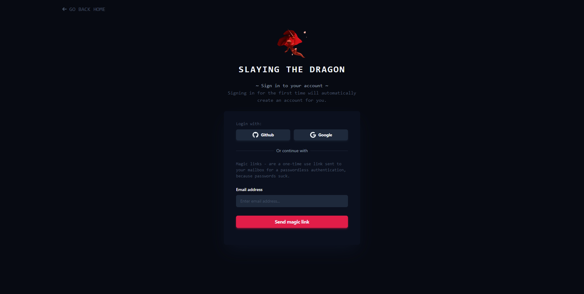 Slaying the Dragon sign-in